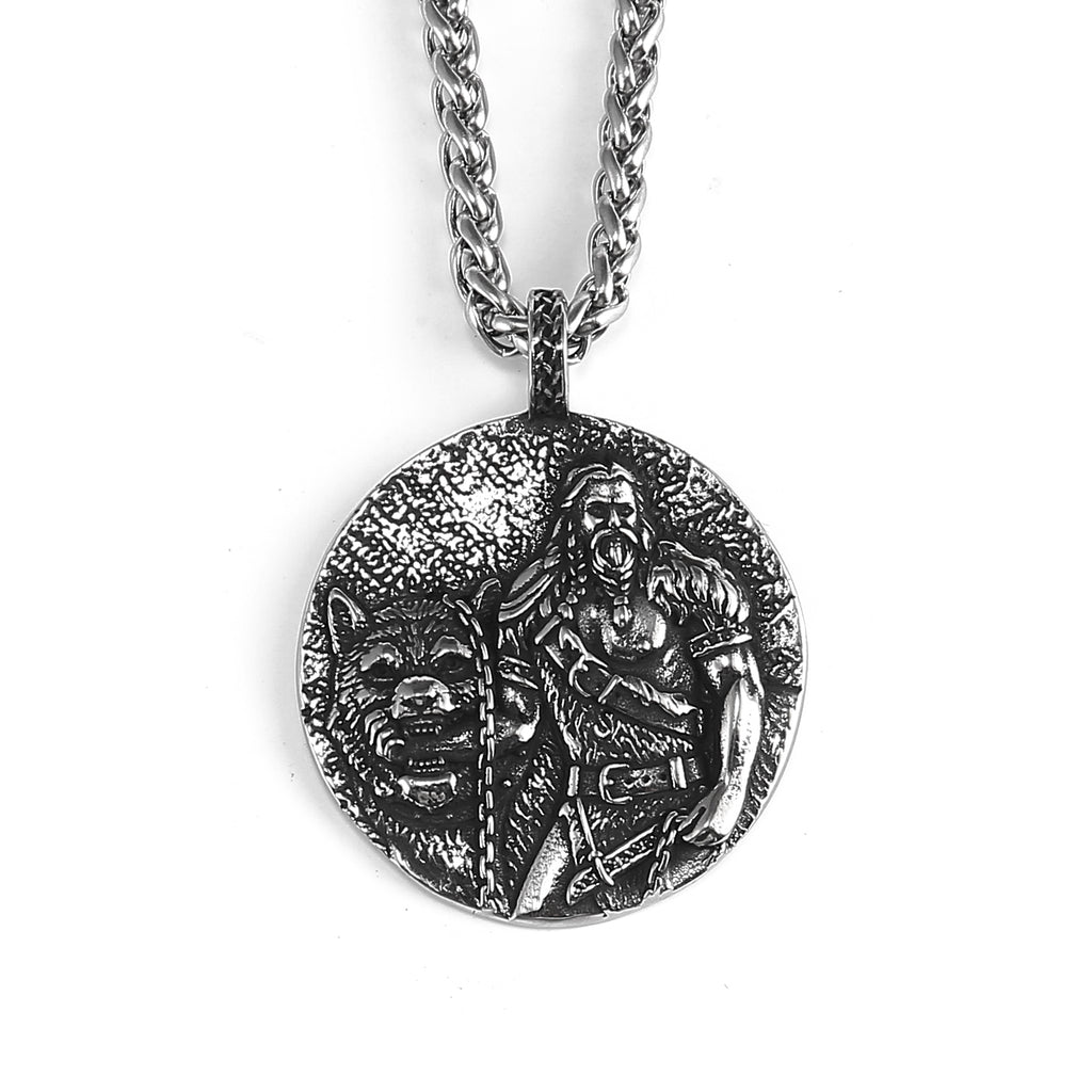 Stainless Steel Norse God Tyr Pendant Necklace