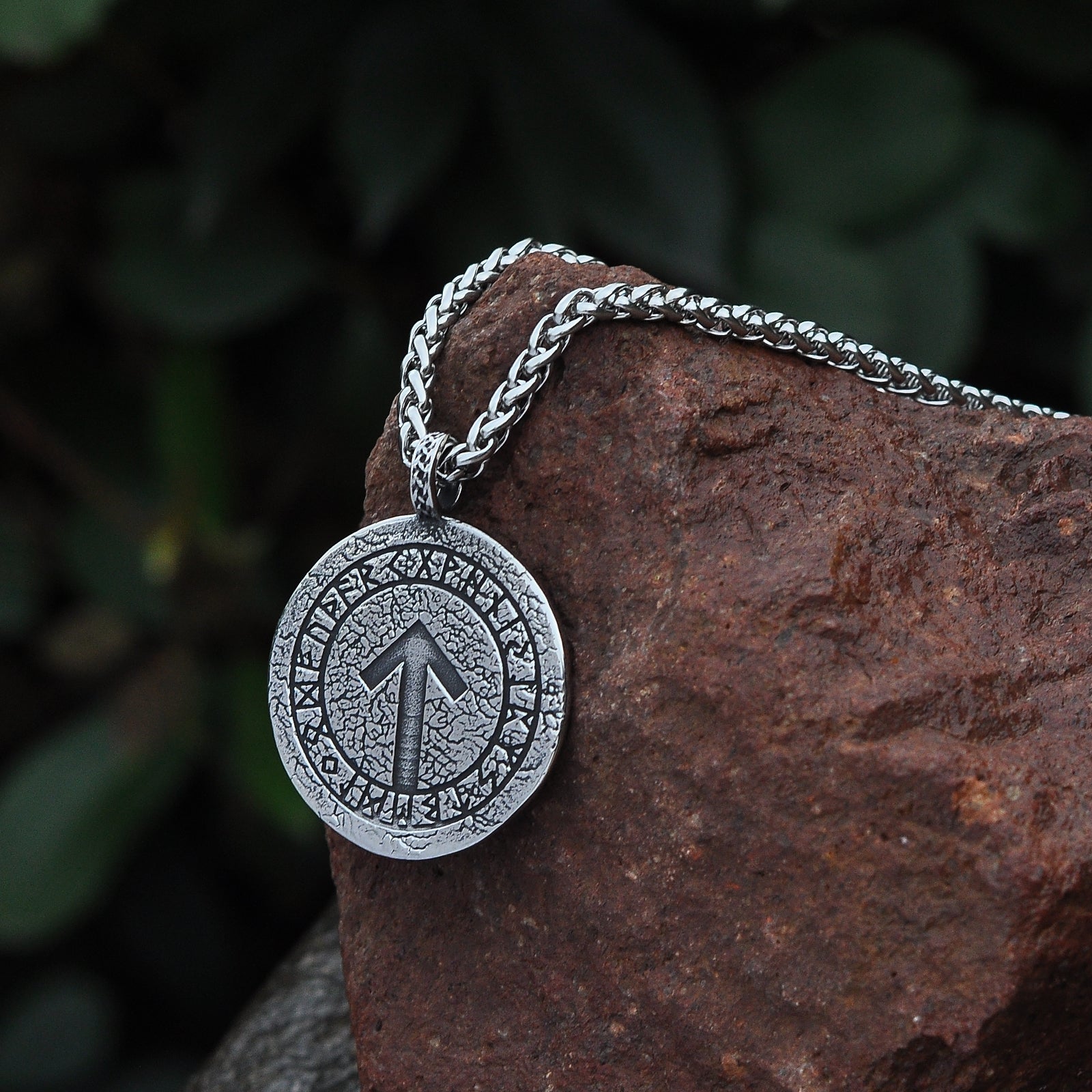 Stainless Steel Norse God Tyr Pendant Necklace