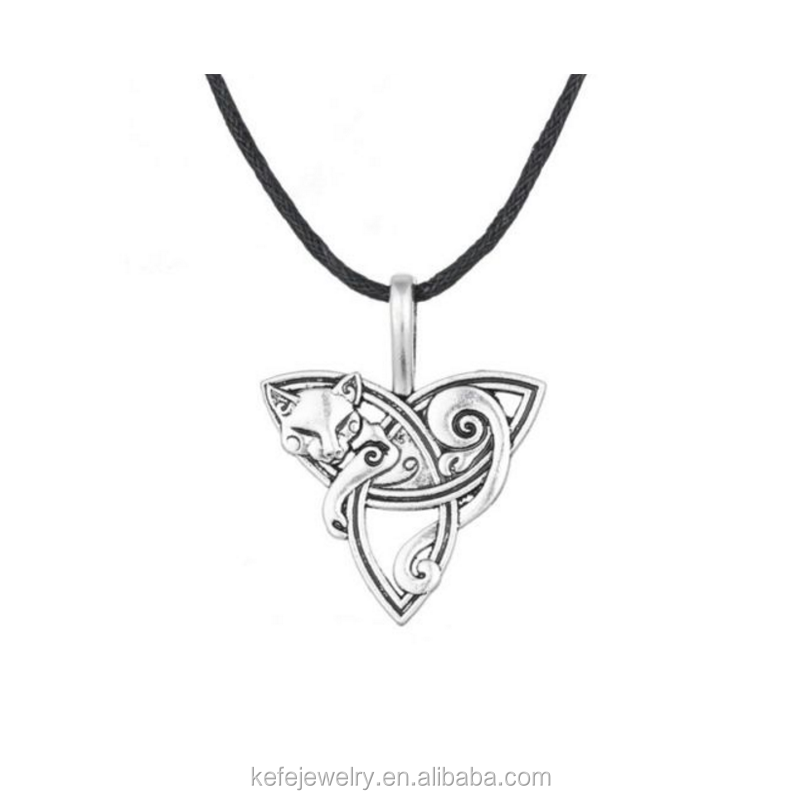Fox Triquetra Knot Triangle Norse Necklace