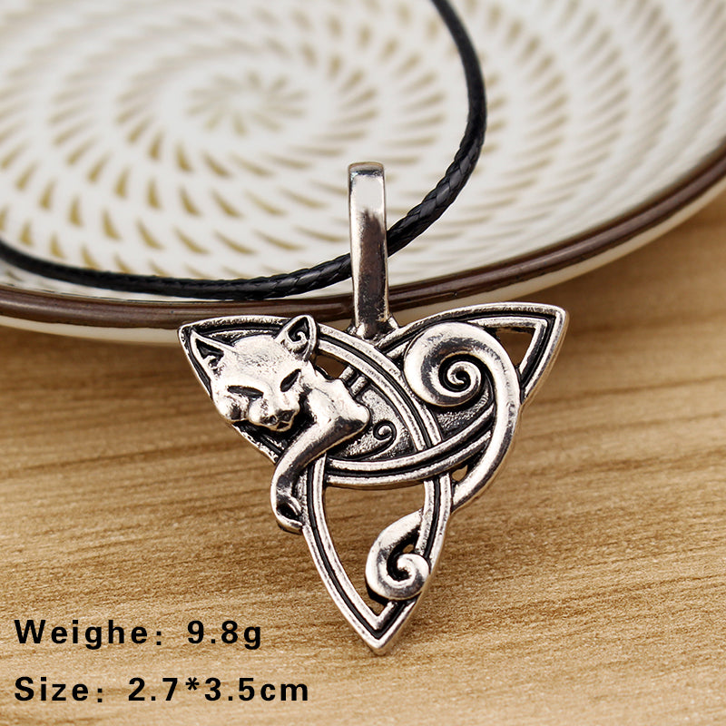 Fox Triquetra Knot Triangle Norse Necklace