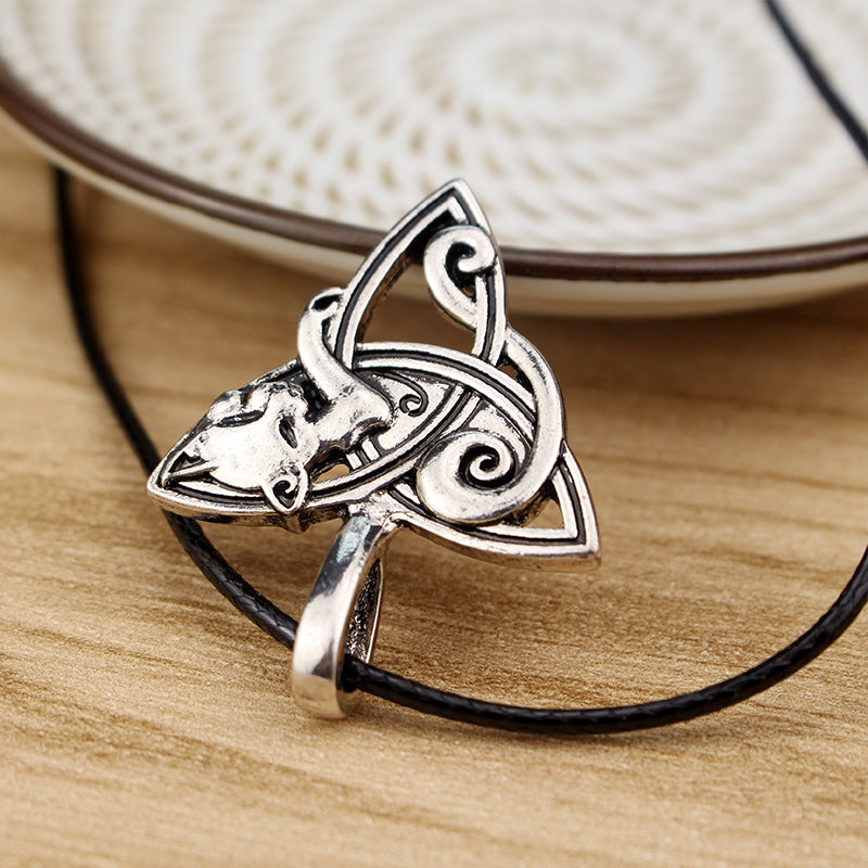 Fox Triquetra Knot Triangle Norse Necklace