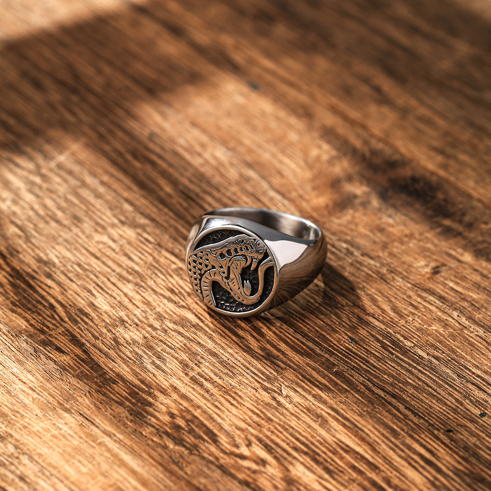 Viking Snake Signet Ring