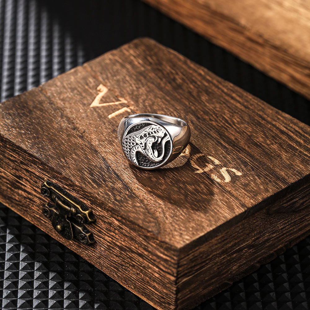 Viking Snake Signet Ring